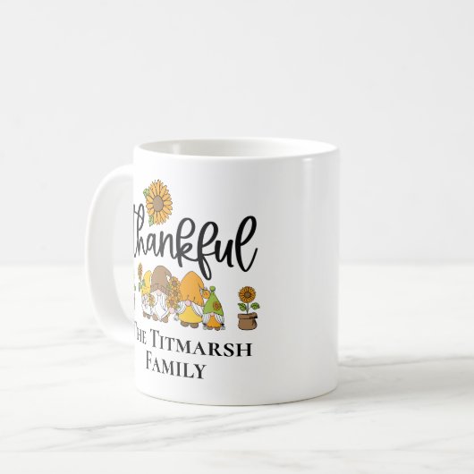 感謝の小さなひまわり格言家族 コーヒーマグカップ (正面左)