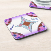 「感謝の平和ラブユナイト」マンダラアートプリント コースター (左側)