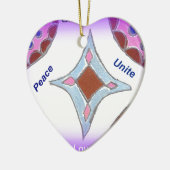 「感謝の平和ラブユナイト」マンダラアートプリント セラミックオーナメント (左)