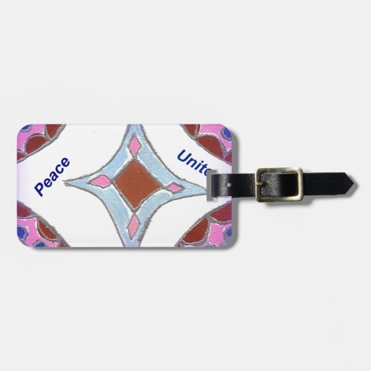 「感謝の平和ラブユナイト」マンダラアートプリント ラゲッジタグ (正面横)