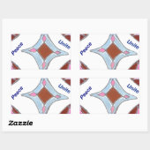 「感謝の平和ラブユナイト」マンダラアートプリント 長方形シール (シート)