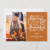 感謝の引用文オレンジ感謝撮影カード サンキューカード (正面)