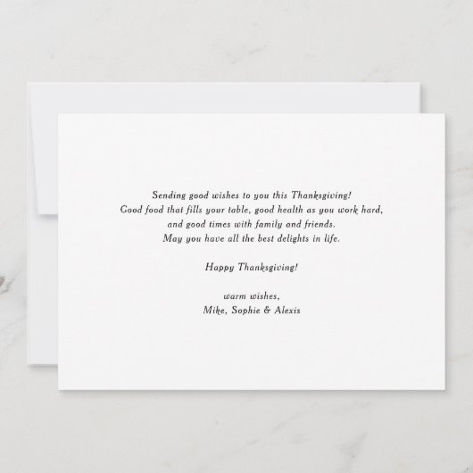 感謝の引用文オレンジ感謝撮影カード サンキューカード (裏面)