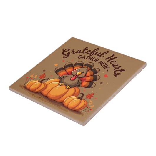 感謝の心を持つ人々の感謝祭の感謝のターキー タイル (側面)