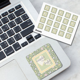 感謝の心喜びに満ちた生活 フラワーステッカー スクエアシール