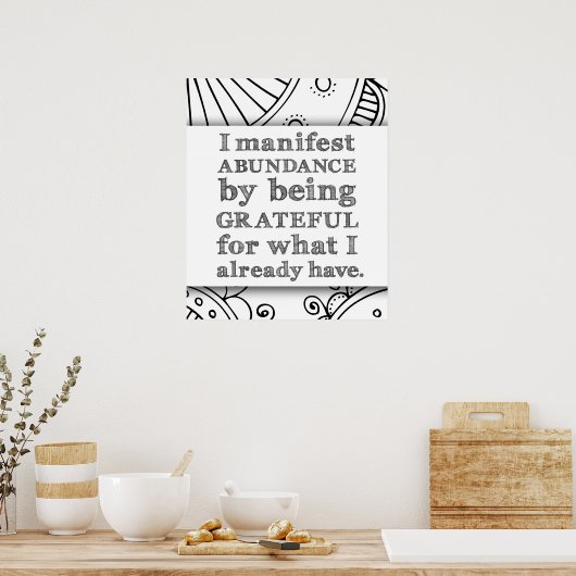 感謝の念を表して実に豊かになる ポスター (キッチン)