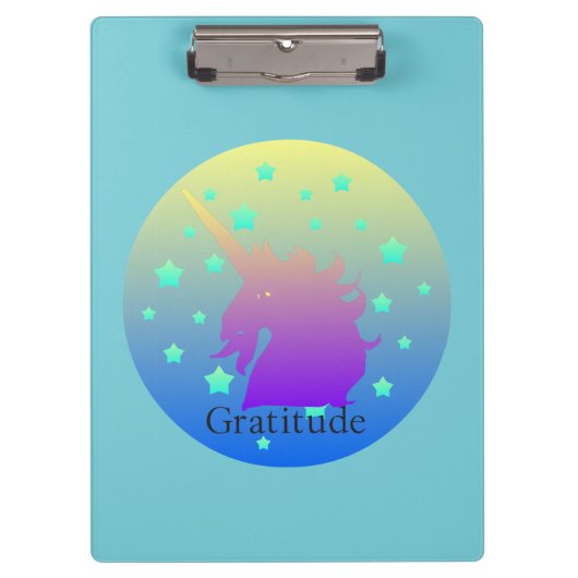 感謝の意グラデーションを表すユニコーン クリップボード (正面)
