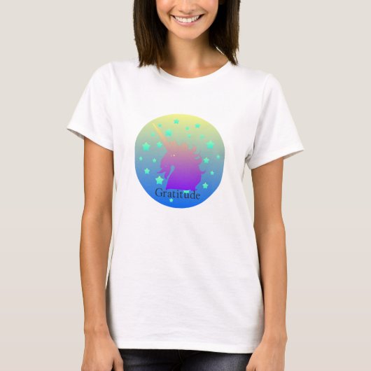 感謝の意グラデーションを表すユニコーン Tシャツ (正面)