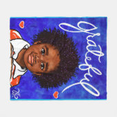 感謝の愛の子ども養子縁組ハート喜び フリースブランケット (正面(横))