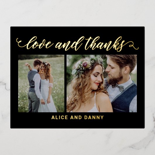 感謝の愛フォイルありがとうはがき 箔シーズンポストカード (正面)