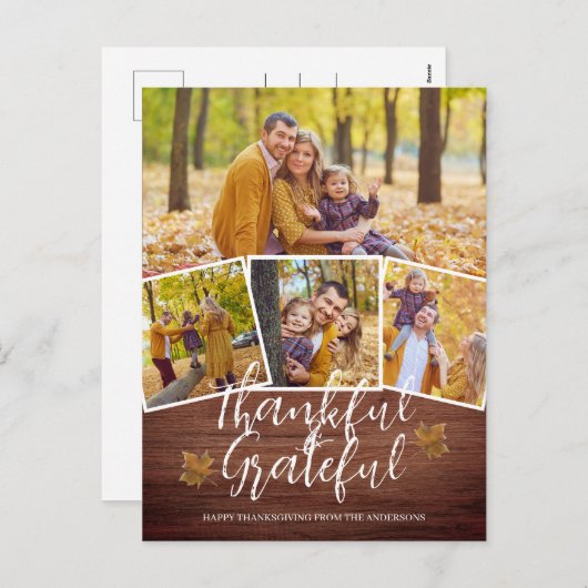感謝の感謝の幸せな感謝の家族の写真 シーズンポストカード (正面/裏面)