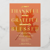 感謝の感謝の賛美感謝祭パーティー 箔招待状 (正面)