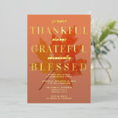 感謝の感謝の賛美感謝祭パーティー 箔招待状 (立ち正面)