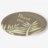 感謝の感謝の食事の茶色の葉シルエット ペーパープレート (アングル)