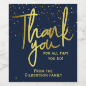 感謝の感謝ネイビー金ゴールド ワインラベル (シングルラベル)