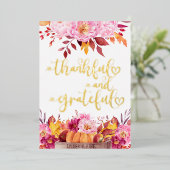 感謝の感謝ピンク紅葉カボチャ 箔シーズンカード (立ち正面)