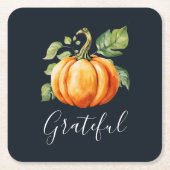 感謝の感謝水の色のカボチャ スクエアペーパーコースター (正面)