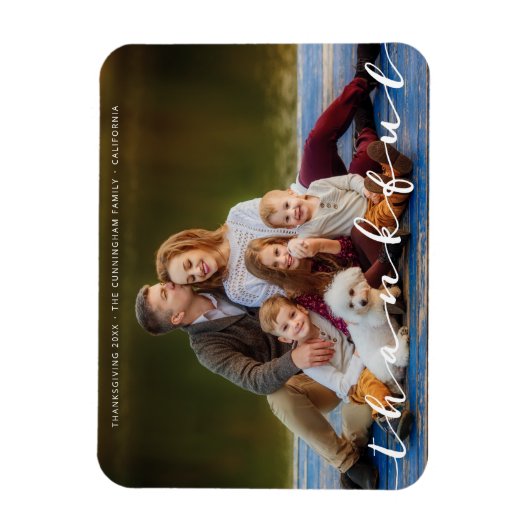 感謝の感謝祭のシンプル台本の家族写真 マグネット (縦)