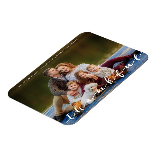 感謝の感謝祭のシンプル台本の家族写真 マグネット (左側)