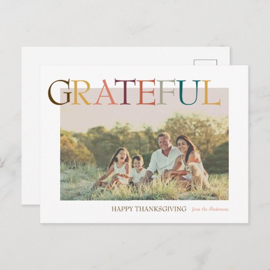 感謝の感謝祭ミニマリストの写真 シーズンポストカード (正面/裏面)