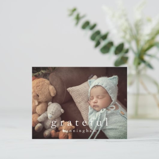 感謝の感謝祭モダン家族の写真 シーズンポストカード (スタンド正面)