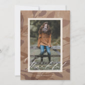 感謝の感謝祭自然の素朴リーフ写真 シーズンカード (正面)