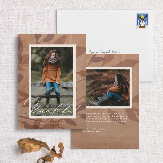 感謝の感謝祭自然の素朴リーフ写真 シーズンカード