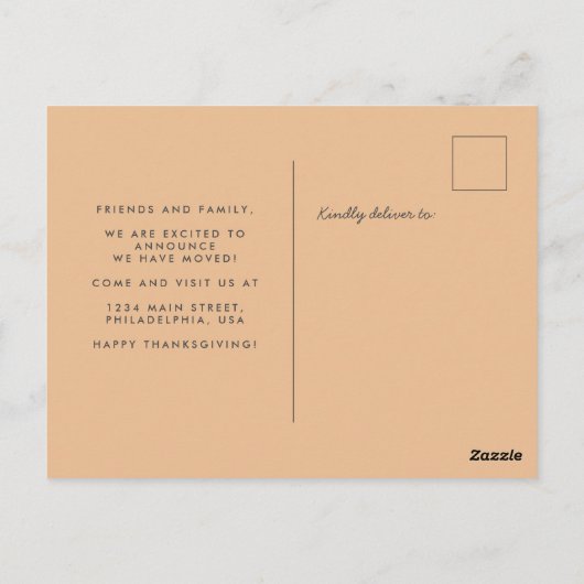 感謝の感謝祭賛美の移動 ポストカード (裏面)