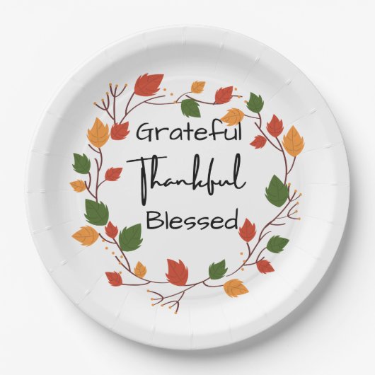 感謝の感謝祭賛美の葉秋 ペーパープレート (正面)