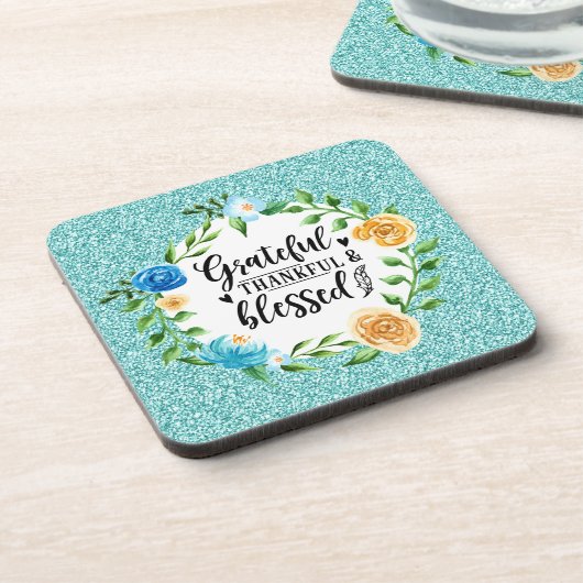 感謝の感謝賛美のフローラ水の色リース コースター (左側)