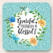 感謝の感謝賛美のフローラ水の色リース コースター (正面)