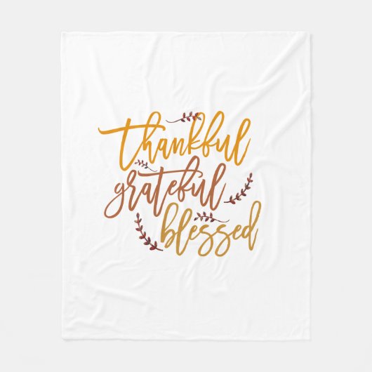 感謝の感謝賛美感謝引用文ホワイト フリースブランケット (正面)
