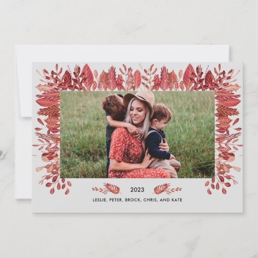 感謝の手で手紙を書いた休日のフォトカード 招待状 (裏面)