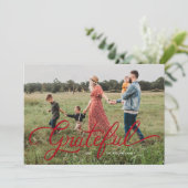 感謝の手で手紙を書いた休日のフォトカード 招待状 (スタンド正面)