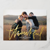 感謝の手書きスクリプト写真の感謝の気持ち 箔シーズンカード (正面)