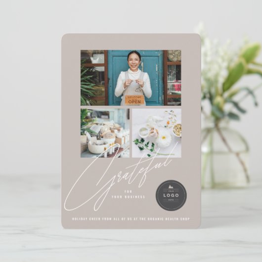 感謝の手書きスクリプト3写真ビスタイリッシュジネス シーズンカード (スタンド正面)