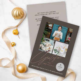 感謝の手書きスクリプト3写真ビスタイリッシュジネス 箔シーズンカード