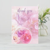 感謝の手書きスクリプト エレガントな水彩ローズ サンキューカード (スタンド正面)