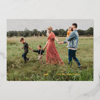 感謝の手書き箔押しホリデー写真カード 箔シーズンカード