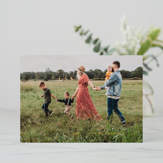 感謝の手書き箔押しホリデー写真カード 箔シーズンカード (立ち正面)