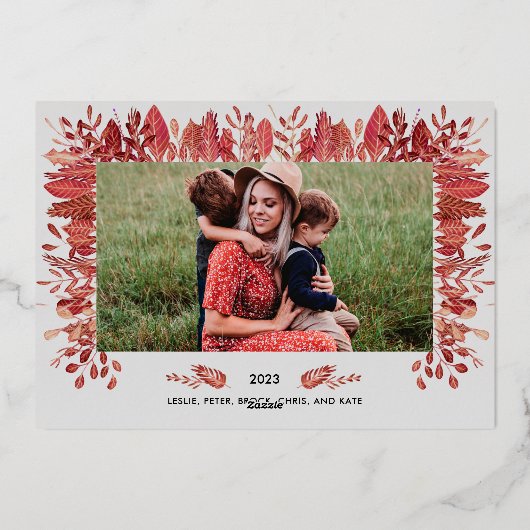 感謝の手書き箔押しホリデー写真カード 箔シーズンカード (裏面)