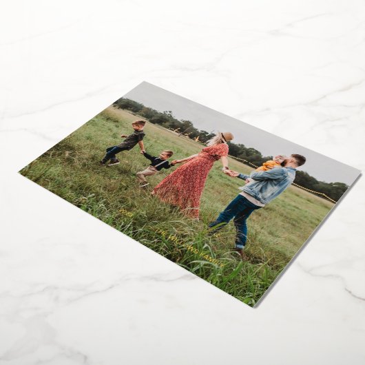 感謝の手書き箔押しホリデー写真カード 箔シーズンカード (回転した状態)