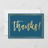 感謝の手紙　手書きゴールドスクリプト　ネイビーブルー 招待状 (正面)