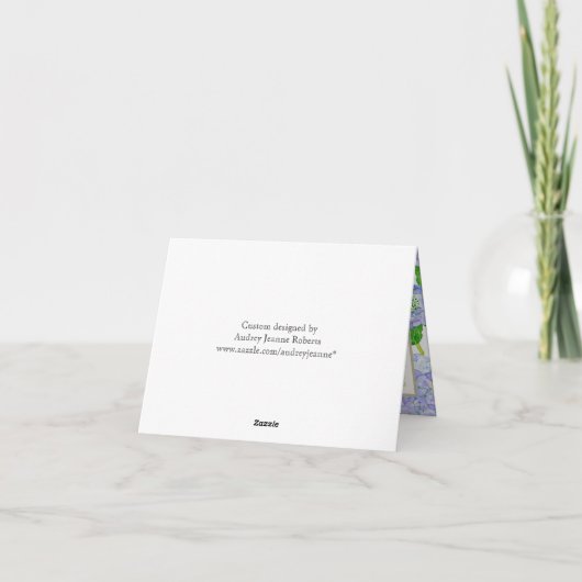 感謝の手紙 青いハイドランジア レース 花柄 フォーマル サンキューカード (裏面)