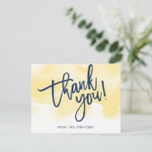 感謝の手紙　黄色の水彩筆記 招待状 (スタンド正面)