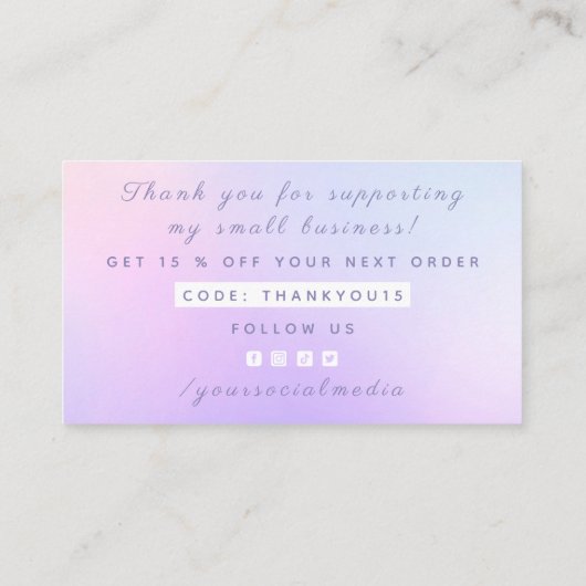 感謝の抽象芸術ピンク紫グラデーション 名刺 (裏面)