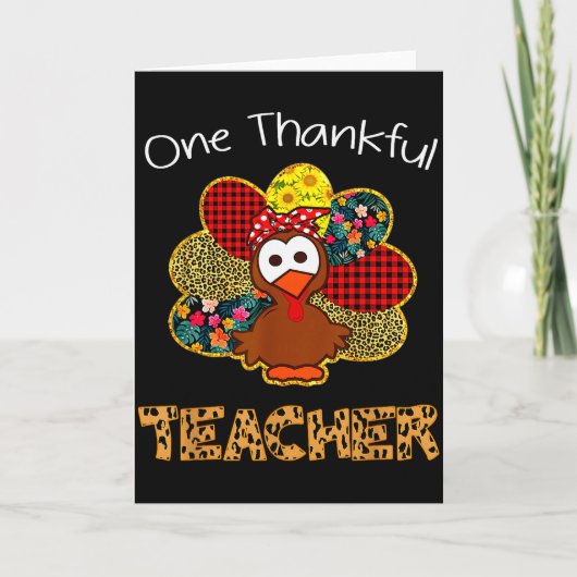 感謝の教師Tシャツ 面白い かわいい トルコ 感謝祭 カード (正面)