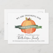 感謝の新しいホーム我々カボチャホリデームービング 案内ポストカード (正面/裏面)