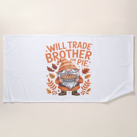 感謝の日にパイ格言のために兄弟を交換する ビーチタオル (正面)