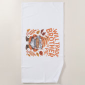 感謝の日にパイ格言のために兄弟を交換する ビーチタオル (正面)